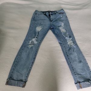 Raw hem cuffed Judy Blue skinny jeans